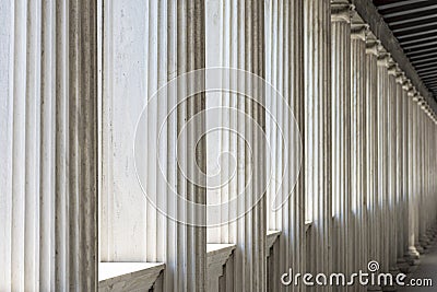 Row of Marble columns of a building Stock Photo