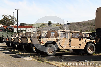 Row of military vehicles Stock Photo