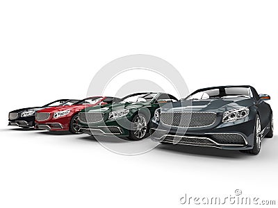 Row of modern business cars - classic vintage colors Stock Photo