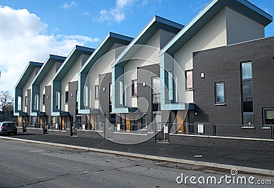 Row of Modern Houses Stock Photo