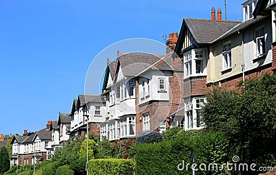 Row of modern houses in street Stock Photo