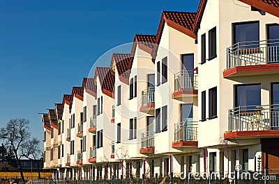 Row of modern houses Stock Photo