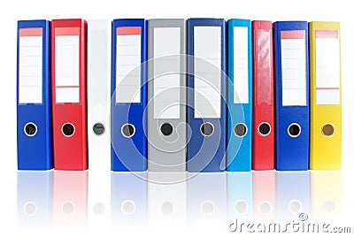 Row of multicolored ring binders Stock Photo