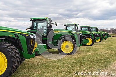 Display of John Deere 280 Farm Tractor`s Editorial Stock Photo