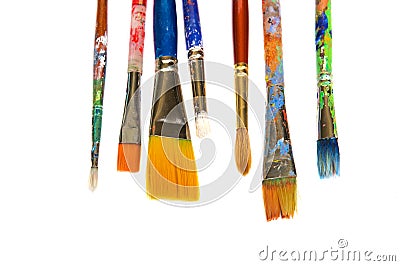Row of Paint Brushes Stock Photo