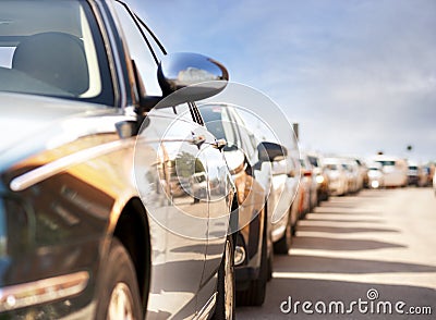 Row of parked cars Stock Photo