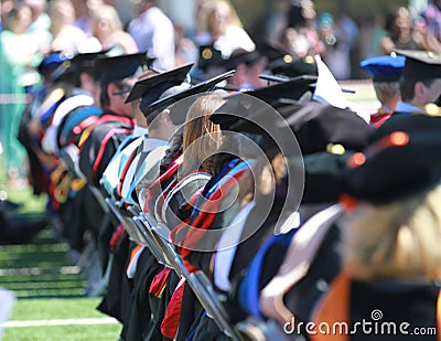 Row of people at graduation, Northwestern Oklahoma State University Editorial Stock Photo