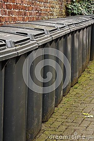 wheelie bins in row Stock Photo
