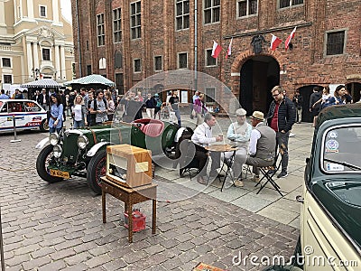 Retro cars at classic cars show in Torun Editorial Stock Photo