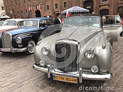 Retro cars at classic cars show in Torun Editorial Stock Photo