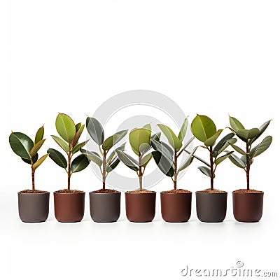 Stylish Rubber Plant Collection On White Background Stock Photo