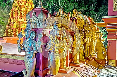 The row of sculptures on Hindu Temple Stock Photo