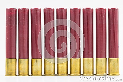 Row of Shotgun shells Stock Photo