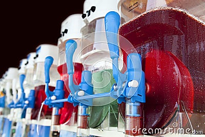 Row of slush machines Stock Photo