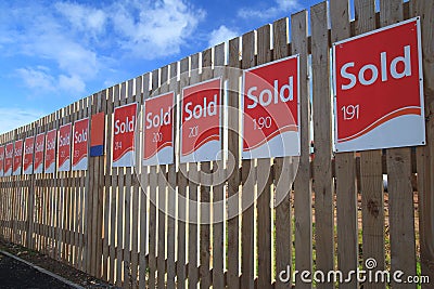 Row of sold signs Stock Photo