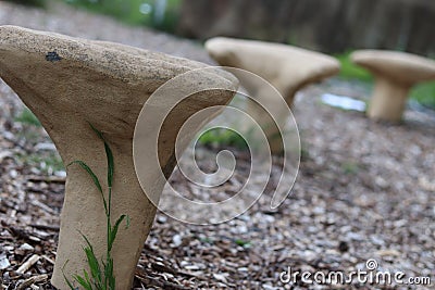 Stone Seats in a Garden. Stock Photo