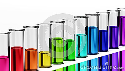 Row of test tubes Stock Photo