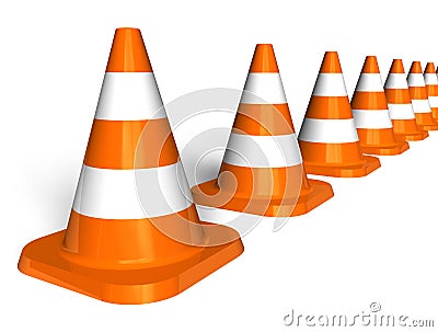 Row of traffic cones Stock Photo