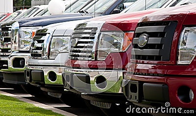 Row of trucks Stock Photo