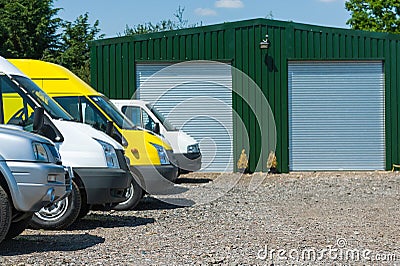 Row of vans Stock Photo