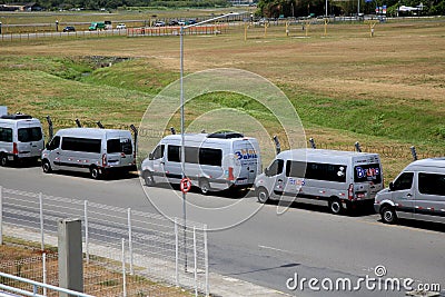 Row of vans at salvador airport Editorial Stock Photo