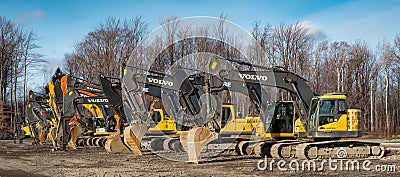 Row of Volvo loader excavator Editorial Stock Photo