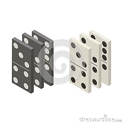 Row of white and black dominoes isolated on white background. Concept of Domino effect. Vector Illustration