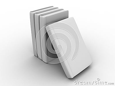 Row of white books of knowledges Stock Photo