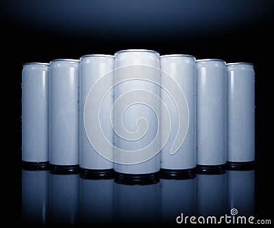 a row of white energy drinks Cartoon Illustration