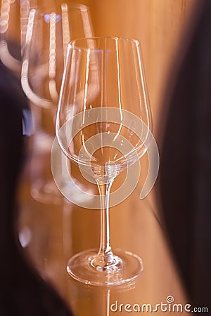 Row of wine glasses Stock Photo