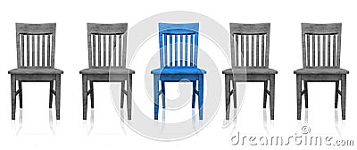 Row of wooden chairs Stock Photo