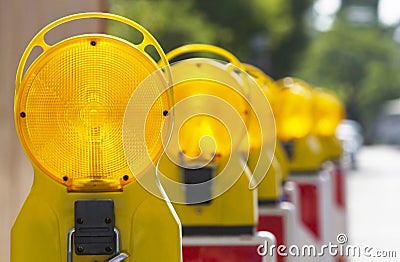 Barricade lights Stock Photo