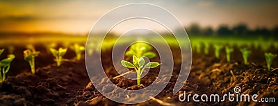 Row of Young Withania Plants Growing in a Field,Dicotyledonous Withania Plants in a Rural Landscape. generative ai Stock Photo