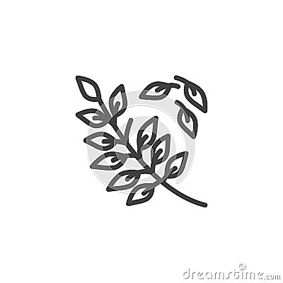 Rowan branch leaf line icon Vector Illustration