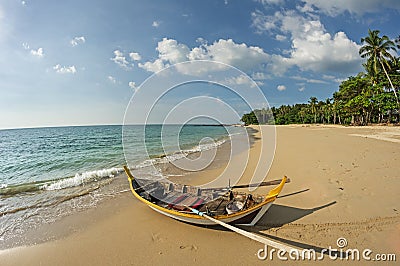 Rowboat On Beach Stock Photo