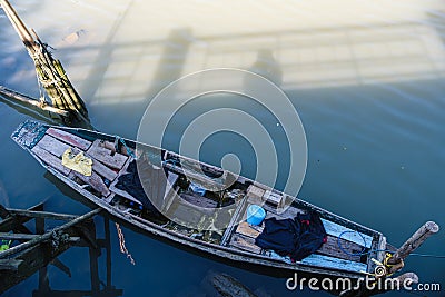 Rowboat in canal nature, landscape quiet place Stock Photo