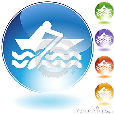 Rowboat Crystal Icon Vector Illustration