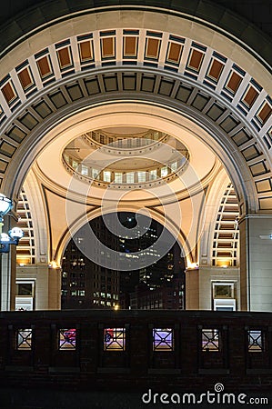 Rowes Wharf rotunda before dawn Editorial Stock Photo