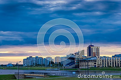 Rowing canal against the blue sky. Brest, Belarus Editorial Stock Photo