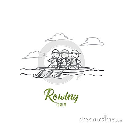 Rowing concept. Hand drawn isolated vector Vector Illustration