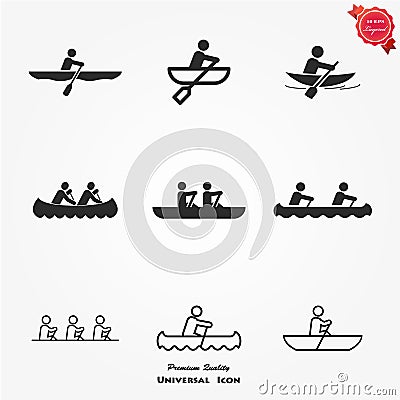 Rowing Icon set Vector Illustration