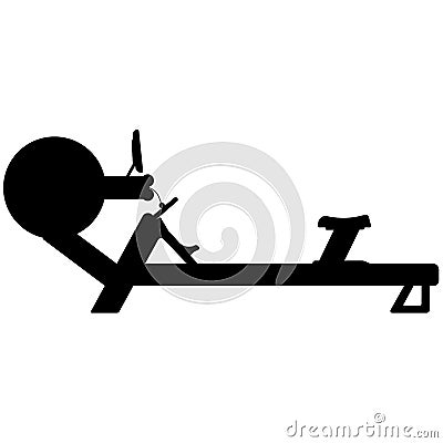 Rowing machine, Indoor rower for total body workout and cross trainer sport equipment realistic silhouette Stock Photo
