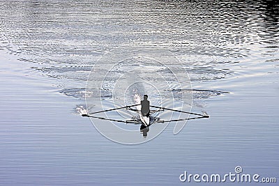 Rowing at the river Arno in Florence, Italy Editorial Stock Photo