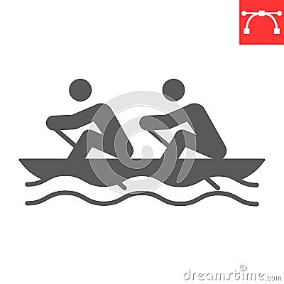 Rowing sport glyph icon Vector Illustration