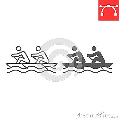 Rowing sport line and glyph icon Stock Photo