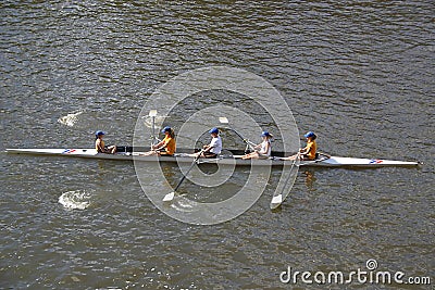 Rowing on the Yarra River Editorial Stock Photo