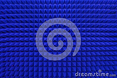 Rows of acoustic music soundproof foam pyramid panel with blue lighting Stock Photo