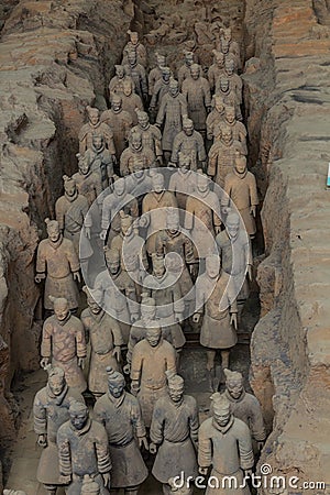 Rows of the Army of Terracotta Warriors near Xi& x27;an, Shaanxi province, Chi Editorial Stock Photo
