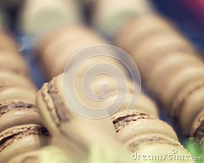 Rows of coffee Macaroons Stock Photo