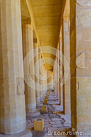 Rows of columns in a temple of Hatshepsut in Luxor, Egypt Editorial Stock Photo